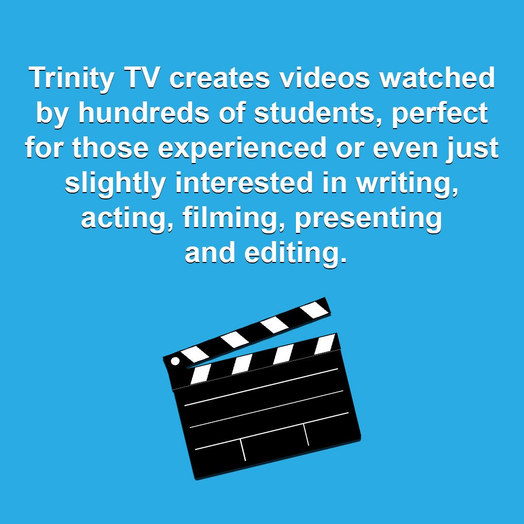 TrinityTVtcd's tweet photo. So in preparation for #trinityfreshersweek, we have created a quick guide on our society. Come find our stall at Freshers week or message to get involved! 
#Trinityfreshers #trinitycollege #trinitysociety https://t.co/SvhgjHHxbT