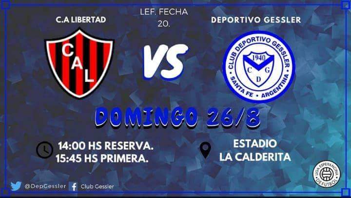 Hoy juega el Deportivo Gessler en San Jeronimo Norte. Solo restan tres fechas, y el Deportivo lucha por la clasificación a octavos de final. Necesitamos de tu aguante más que nunca, todos a la cancha de Libertad a alentar al CDG ⬜🔷⬜