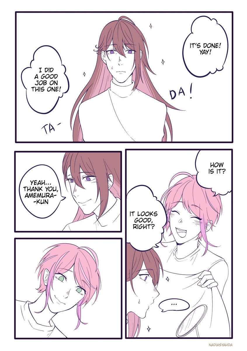 what if MTR dont have highlighted hair before, it was Ramuda's idea first to do it on Jakurai's

Doppo and Hifumi didnt really interested at first, but after learning Jakurai's reason they decided to highlight their hair too, in order to make sensei happy

#HypnosisMic #Matenrou 