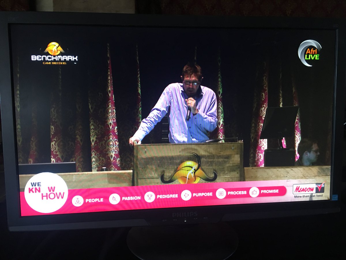 AFRILIVE's tweet image. The 2018 Benchmark Game Breeders Auction was brought to you by @Wildswinkel and was produced and Live Streamed by Afri Live Stream and Productions, proudly sponsored by Meadow Feeds #BenchmmarkGameBreeders @BenchmarkGameSA @bjvgamebreeders  @ChimoyoWildlife @VictorMatfield