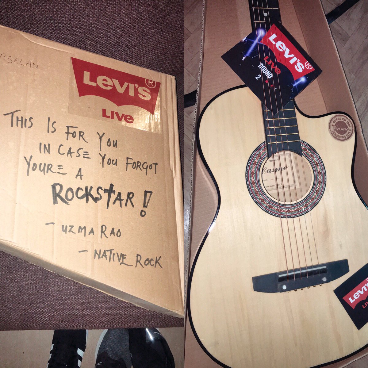 iamarsalanhasan's tweet photo. This has to be the coolest giveaway ever! Thank you so much, @LEVIS and @Uzma_Rao! Let's kick some ass this season. #ArsalanHasan #LevisLive #NativeRock #Season2 https://t.co/EnYl3fLBdh