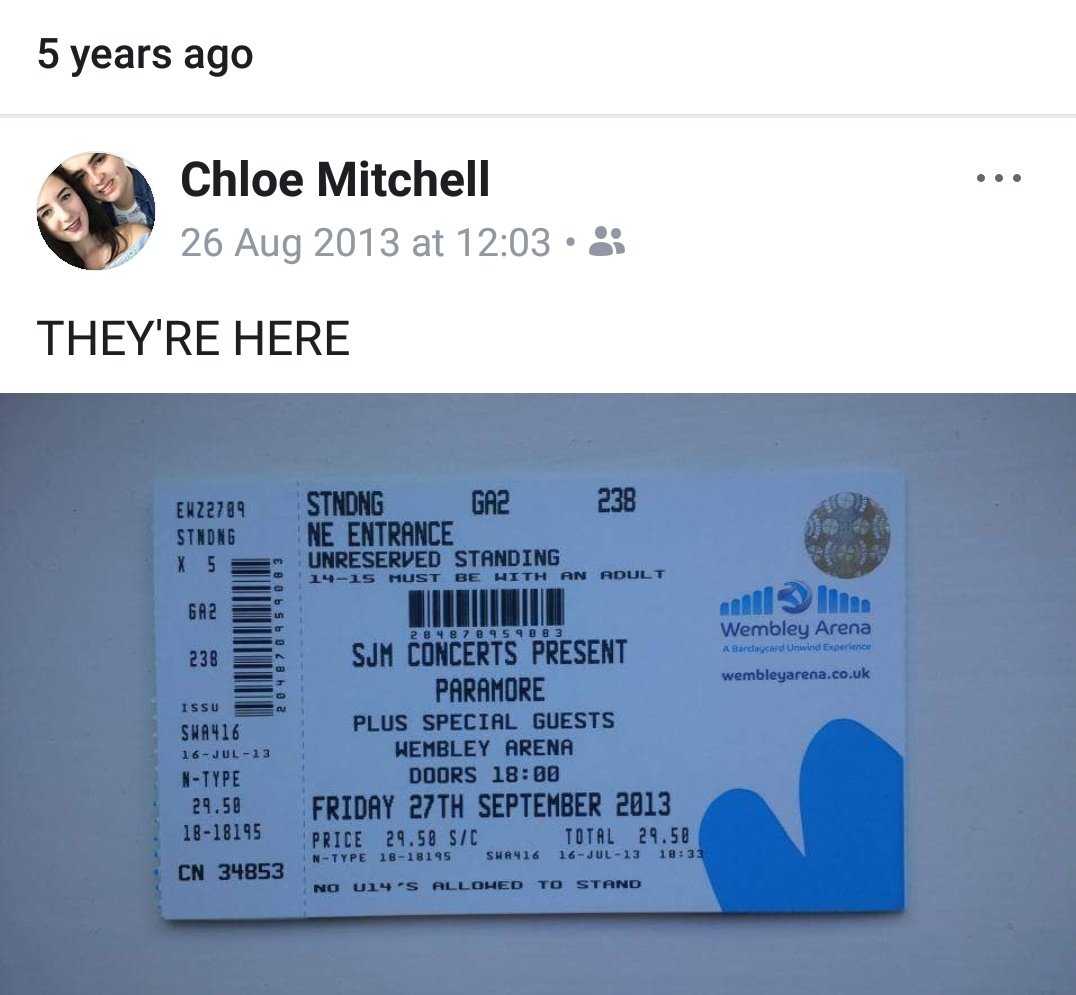 apparently today is 5 years since i got my first ever paramore tickets.. y'all mind if i cry?