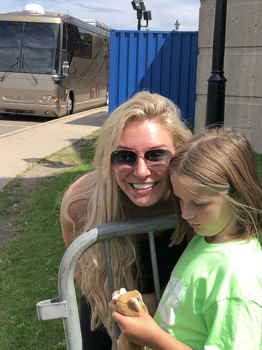 Just got the chance to meet <a href="/MsCharlotteWWE/">Charlotte Flair</a> at #WWESaintJohn and holding out hope for <a href="/mikethemiz/">The Miz</a> ignore the shyness lol