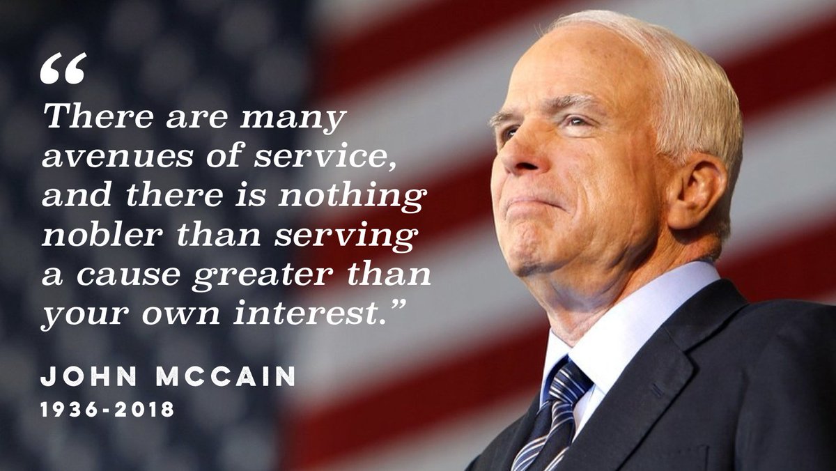 NationalService's tweet photo. Senator John McCain’s lifelong devotion to service will forever be an inspiration to all of us who to choose to serve a greater good.

Our hearts go out to the family of Senator McCain, a true champion of national service: https://t.co/duCmLYNWkm https://t.co/3QzhERbSP4