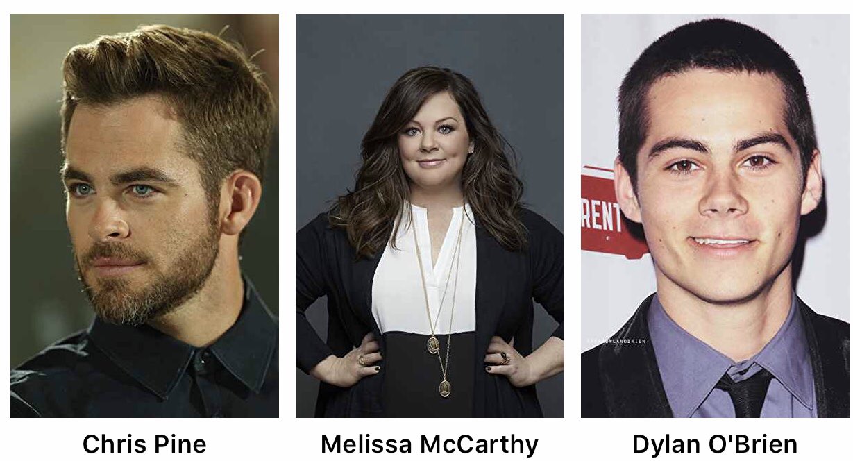 Happy birthday to Chris Pine Melissa McCarthy and Dylan O Brien      