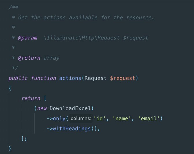 patrickbrouwers's tweet image. Fine-tune your Laravel Nova resource exports with column selection and auto-heading generation! #laravel #LaravelNova