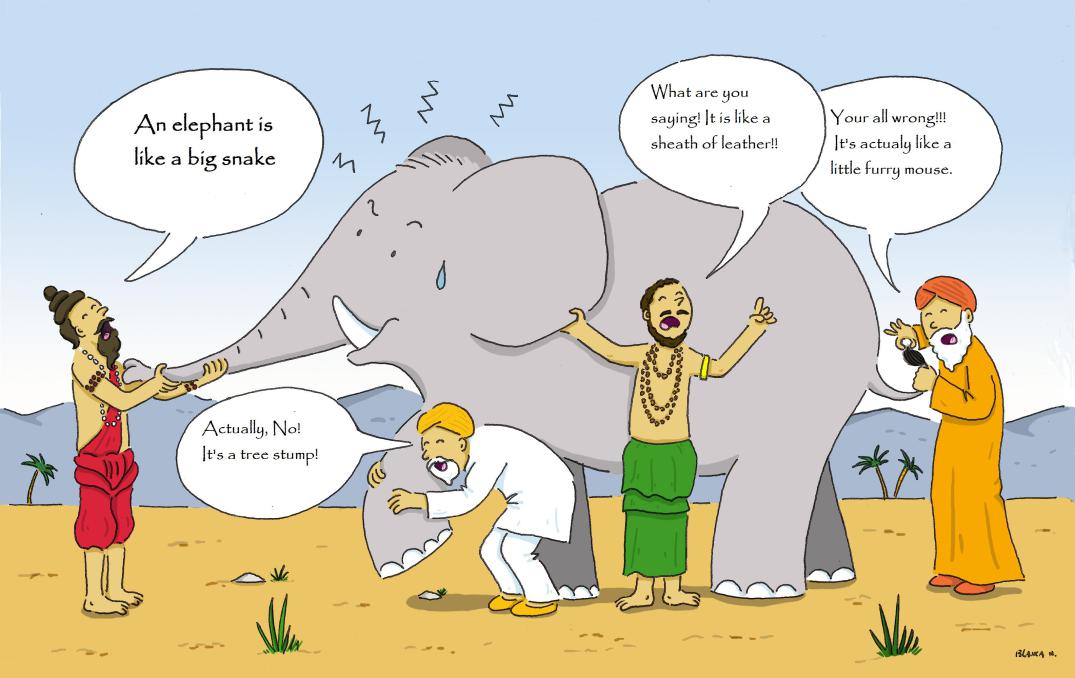 CCBBTC's tweet photo. THE BLIND MEN AND THE ELEPHANT:

Have you ever heard the story of the blind men and the elephant?

It’s a famous story about a group who argue over what they’ve encountered, because they are each only exposed to only a small piece of it... 👇 https://t.co/x6OQ1tObv0