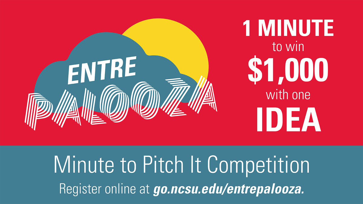 Sunday afternoon is the perfect time to apply to pitch your idea at Entrepalooza! go.ncsu.edu/entrepalooza