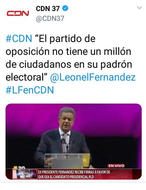 lasmunicipales's tweet photo. Discurso Leonel Fernández.

#Leonel2020
#ElMillónEsFuerzaDeLF 
#LeonelUnMillonYContando https://t.co/3cuQ1wPSBM