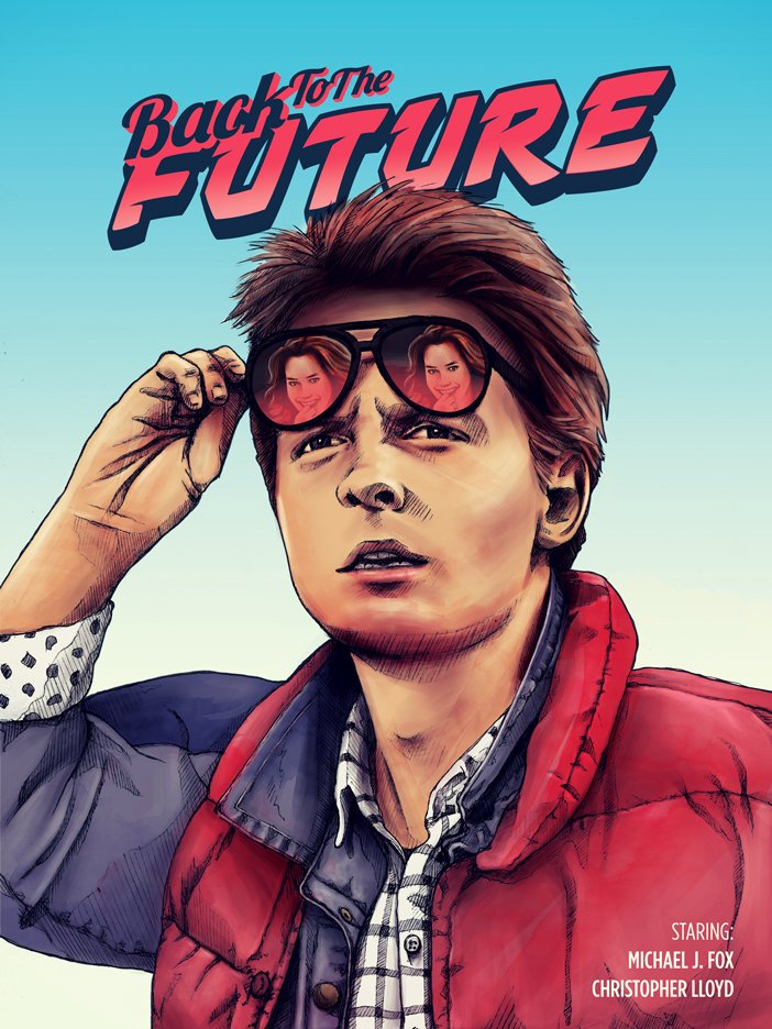 Jennifer aren't you a sight for sore eyes.  Wanted to create a #backtothefuture poster that does not feature the DeLorean time machine time machine and just focus on #MartyMcFly and #JenniferParker