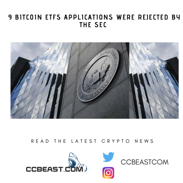 Fintechdotnews's tweet photo. According to three different releases dated August 22, the SEC rejected nine applications to list and trade different Bitcoin ETFs. https://t.co/x2leGUmI7g