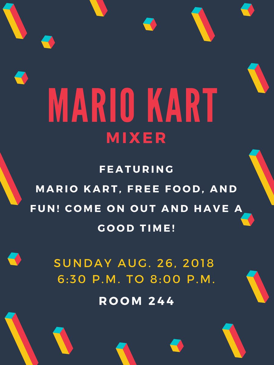 Come on out to the Mario Kart Mixer tonight in Dadisman Hall! It starts at 6:30 p.m. and is in room 244! #redshelliscomingforya #beready #youaintready