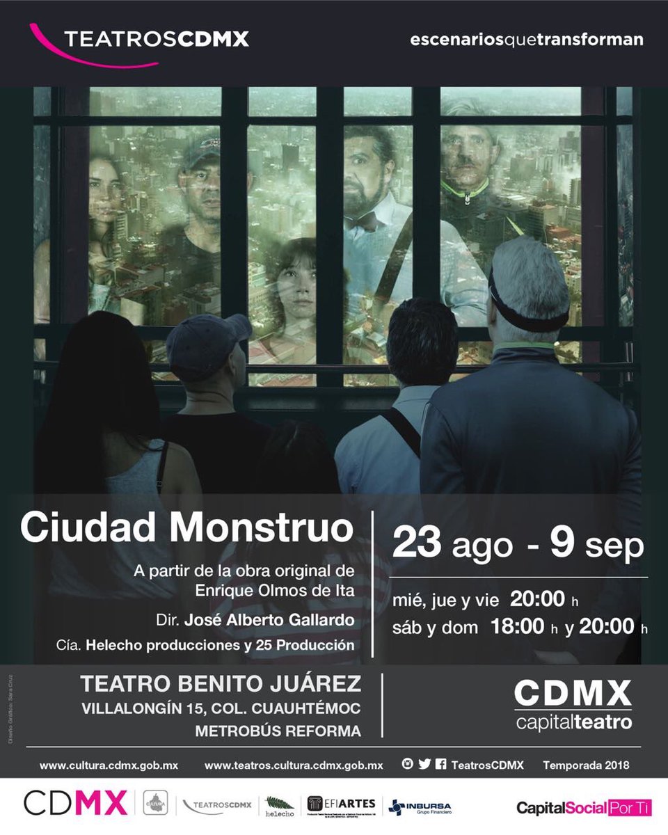 subalealteatro's tweet photo. Quieres ir al teatro y el problema es el dinero. Nosotros te regalamos 5 pases dobles para “Ciudad Monstruo” función hoy 6pm teatro Benito Juárez. Fav y comparte para participar... https://t.co/ViKFTyPFjn