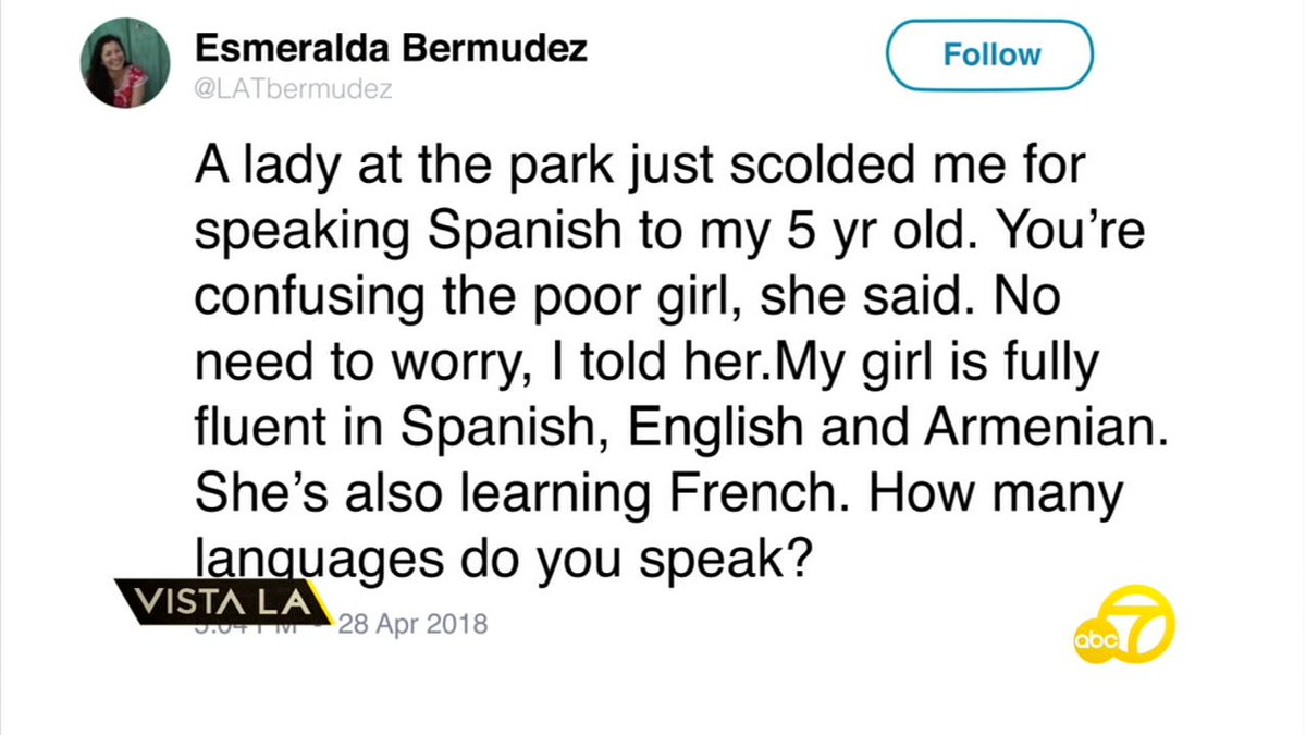 Abc7 Eyewitness News Local Reporter Mom Told To Speak English Becomes Subject Of Her Own Story After Tweet Goes Viral T Co Oiglsjhcec T Co Afeofoumy4