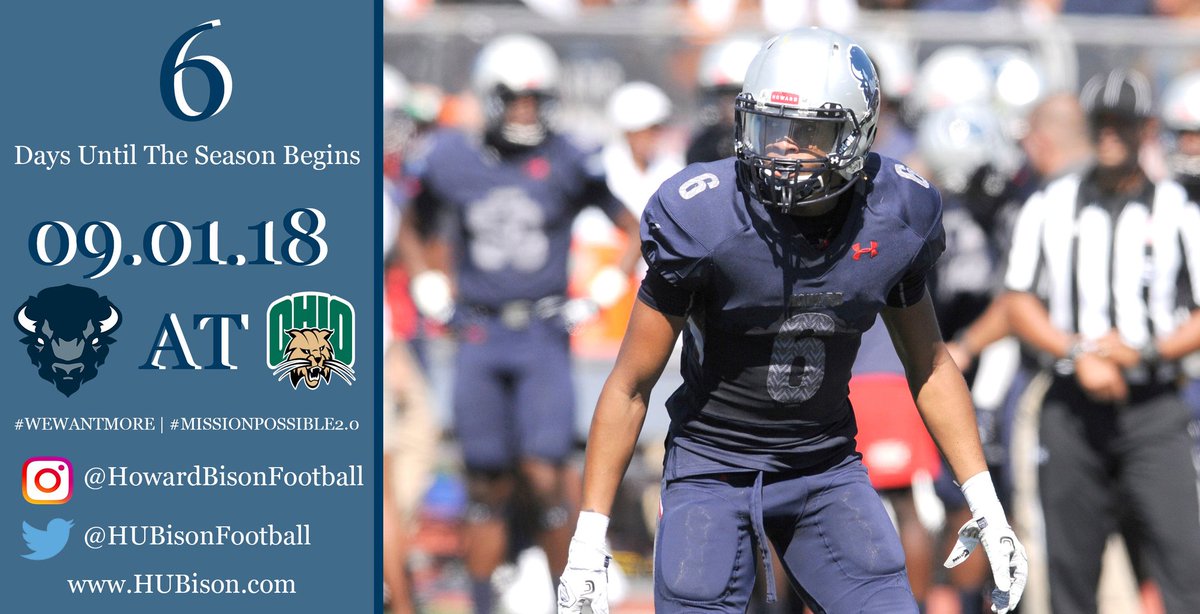 HUBisonSports's tweet image. ICYMI: We&apos;re only 6 days away until .@HUBISONFOOTBALL season opener! 🔵🔴🏈 #BleedBlue #HowardForward #MissionPossible2 #WeWantMore