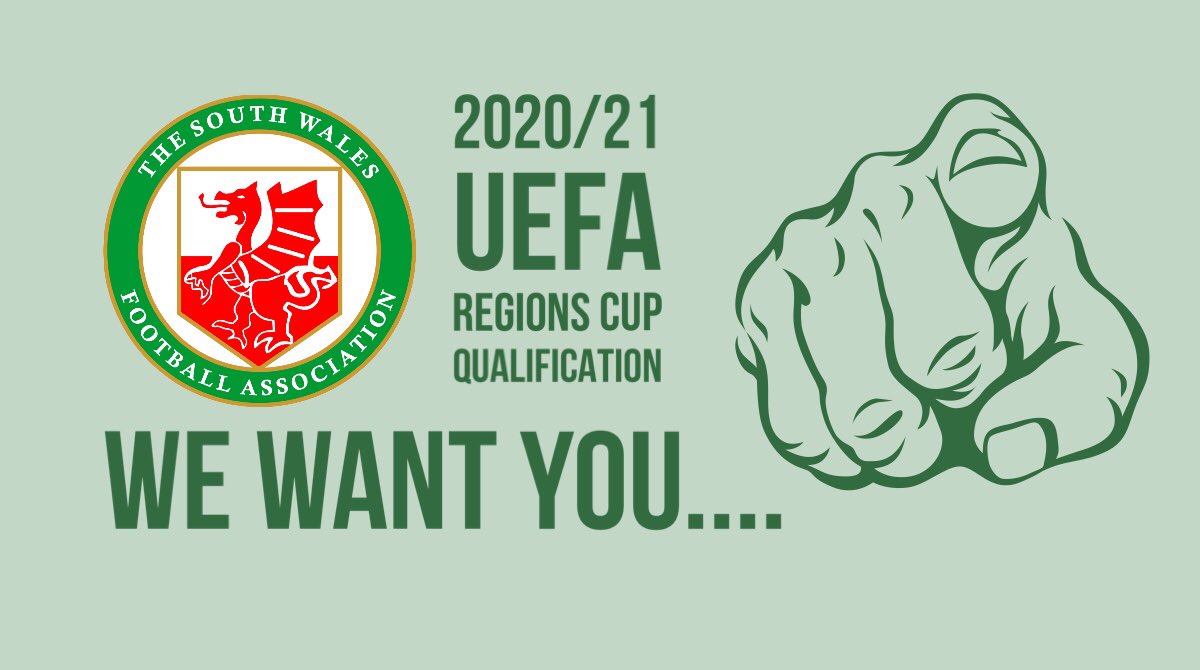 The <a href="/SouthWalesFA/">South Wales FA</a> is enlisting your help in advising us of any players at your club who you believe can contribute in the upcoming UEFA Regions Cup Tournament. Qualifying will start early 2019. Recommendations MUST be in by 16th Sept

Players ONLY From
📃WL3 - SW Alliance League