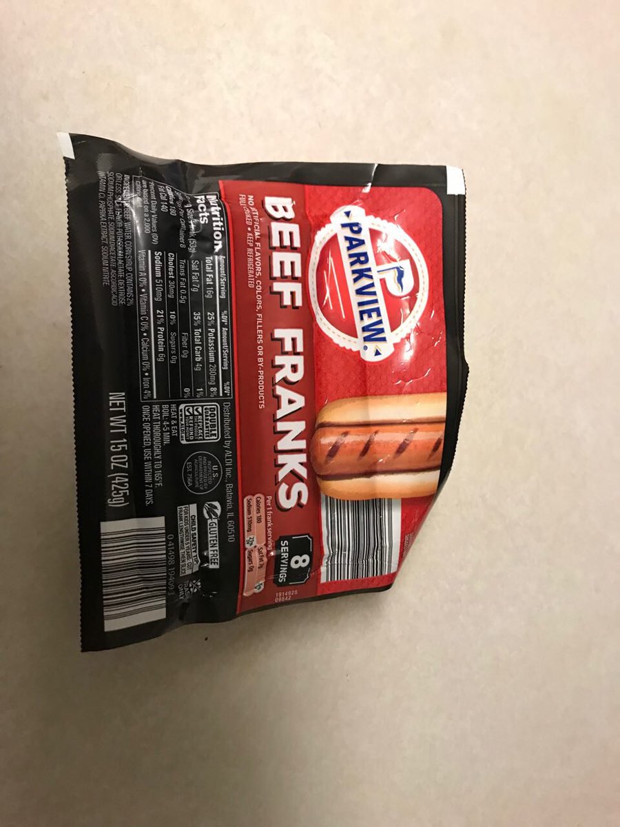 Amberyn77's tweet photo. @AldiUSA umm. We bought some hotdogs today and it seems you guys forgot 1. (Orlando, FL east colonial drive. 32826) https://t.co/evRb4PF0yn