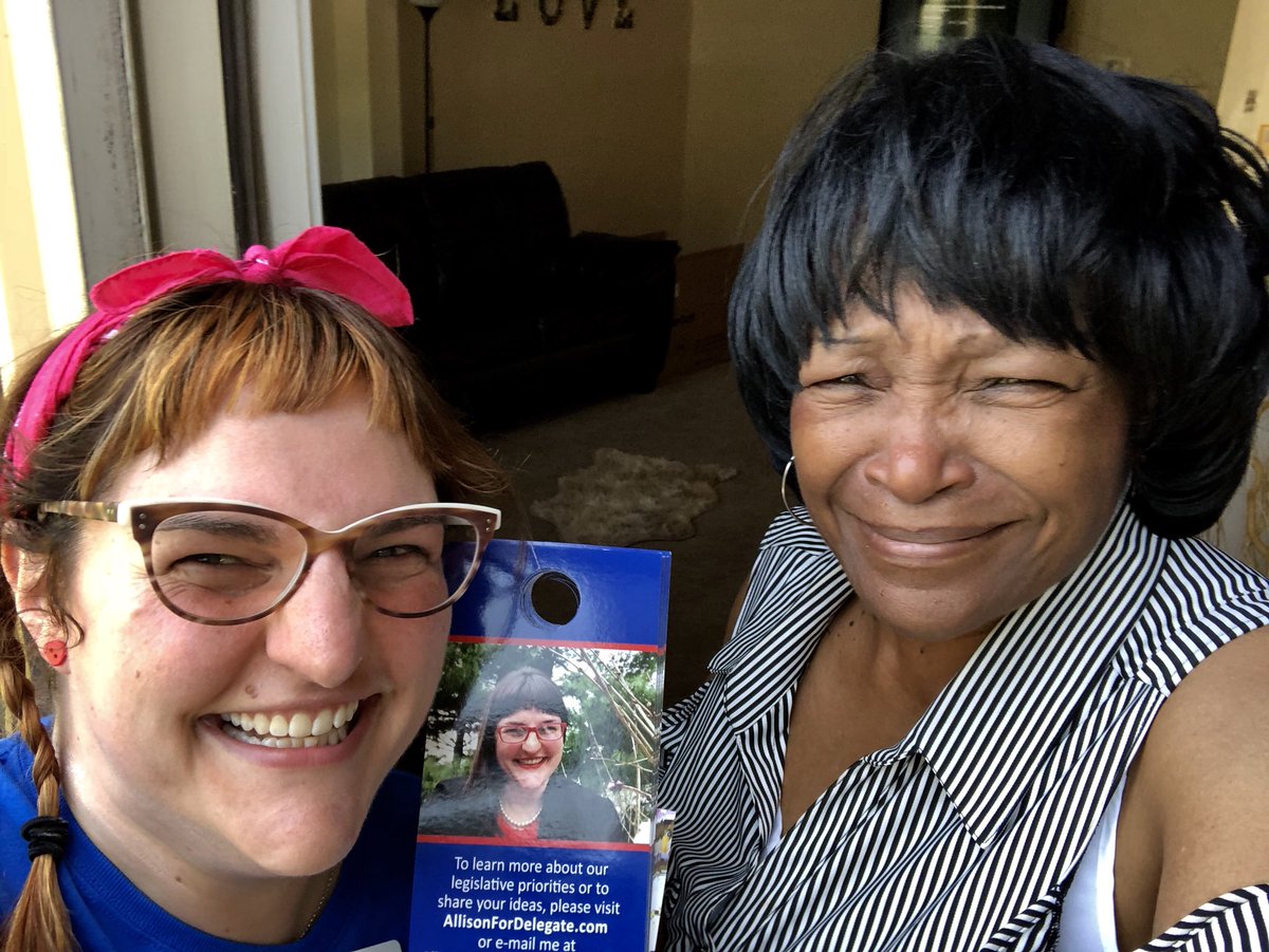AllisonForAll's tweet photo. "Hurt people, hurt people." This is Ellen in Joppatown.  With 11 grandbabies &amp; four decades at the University of #Maryland her biggest concern is #education &amp; ensuring all people have what they need so as not to hurt one another. Totally agree! ❤️ 

#MDpolitics 🦀 #RedForEd 🍎 https://t.co/kQb4BriNu7