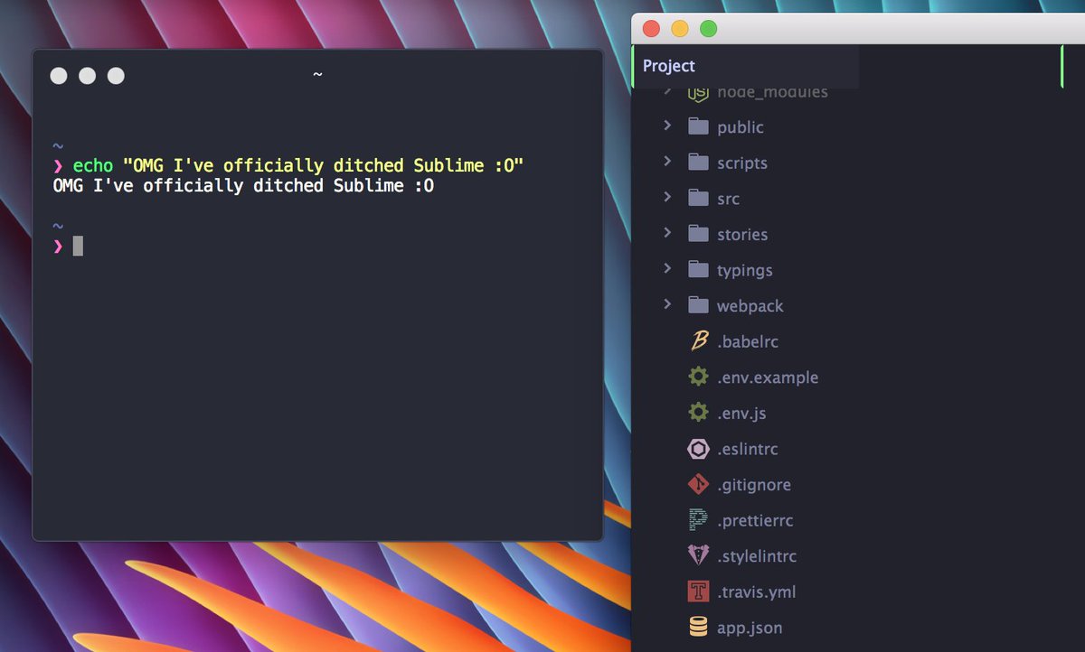 arthcmr's tweet image. I guess I&apos;ve officially ditched @sublimehq in favour of @AtomEditor and #iterm2 in favour of #hyperterminal ... 🤓 😃