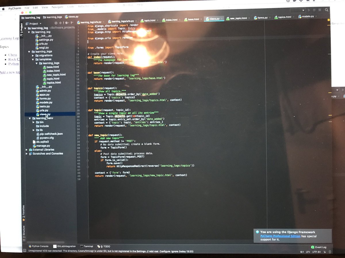 timvogt's tweet image. Lekker nerden met python Django #100daysofcode #Python3 #born_to_code