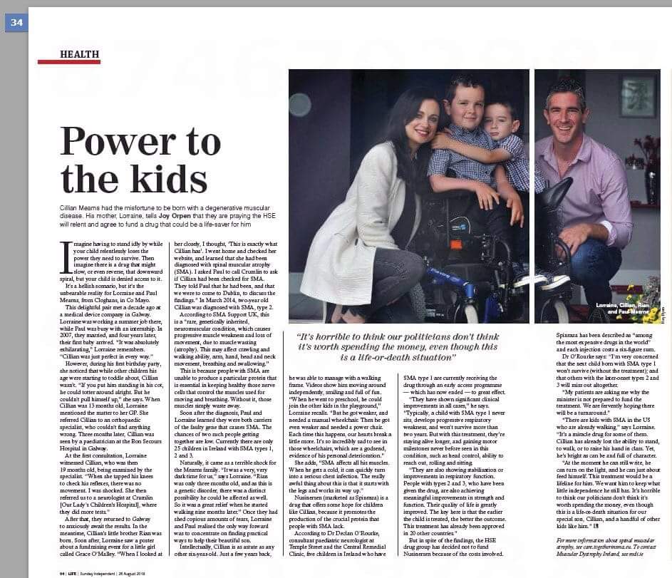 LiamShocko62's tweet image. PLEASE READ AND SHARE!! Like Cillian, in the article, a close friend has a son called Isaac with SMA type 2. 
Getting access to the Spinraza drug could improve his quality of life and the lives of the wider SMA community in Ireland. 
#spinraza4all #SMAireland #rte #tv3