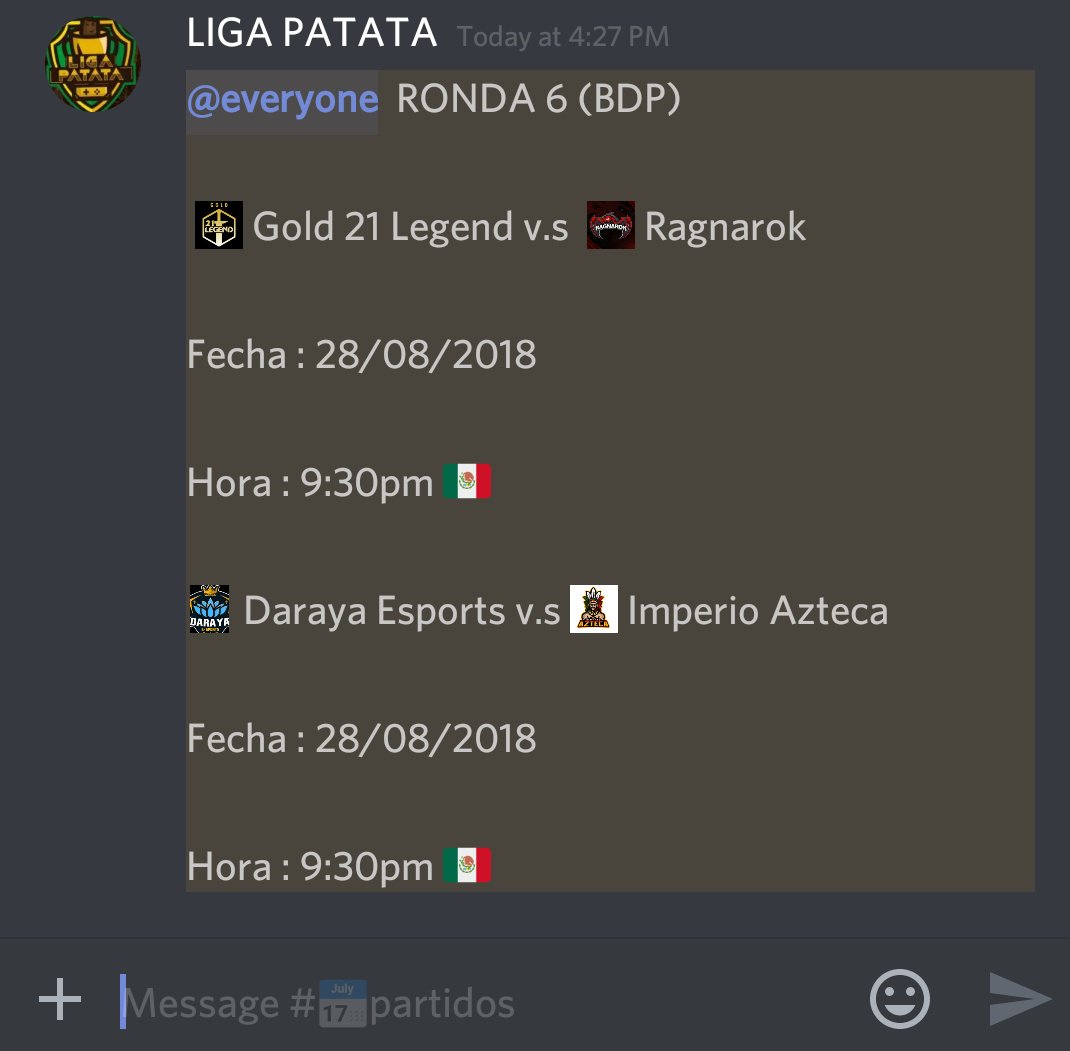 #Hype #PatataLeak 

 • <a href="/Gold21Legend_CR/">Gold 21 Legend_CR</a>  v.s @TeamQlashLA ( Ragnarok)

• <a href="/LotosAzules/">DARAYA ESPORTS</a> v.s <a href="/ImperioAztecaCR/">ImperioAZ/Notorious</a>