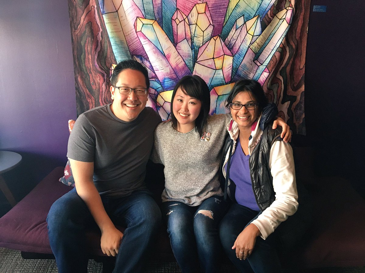 AAPlay's tweet photo. Thanks to #CAATAChicago for these new friendships! On a visit to SF, here is Artists at Play's Julia Cho w/ Bay Area-based Min Kahng (playwright/composer) & Radhika Rao (actor/director) after meeting at the recent National Asian American Theater Conference & Festival. #ConFest18 https://t.co/r9KyhvVZUC