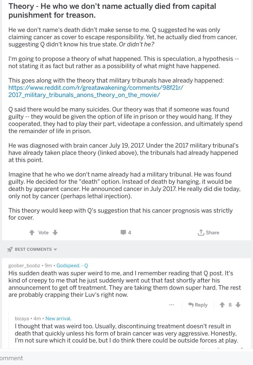 Bigly if true if No Name was convicted last year in a military tribunal and they allowed him to "die of cancer" but why let him go keep him at Gitmo