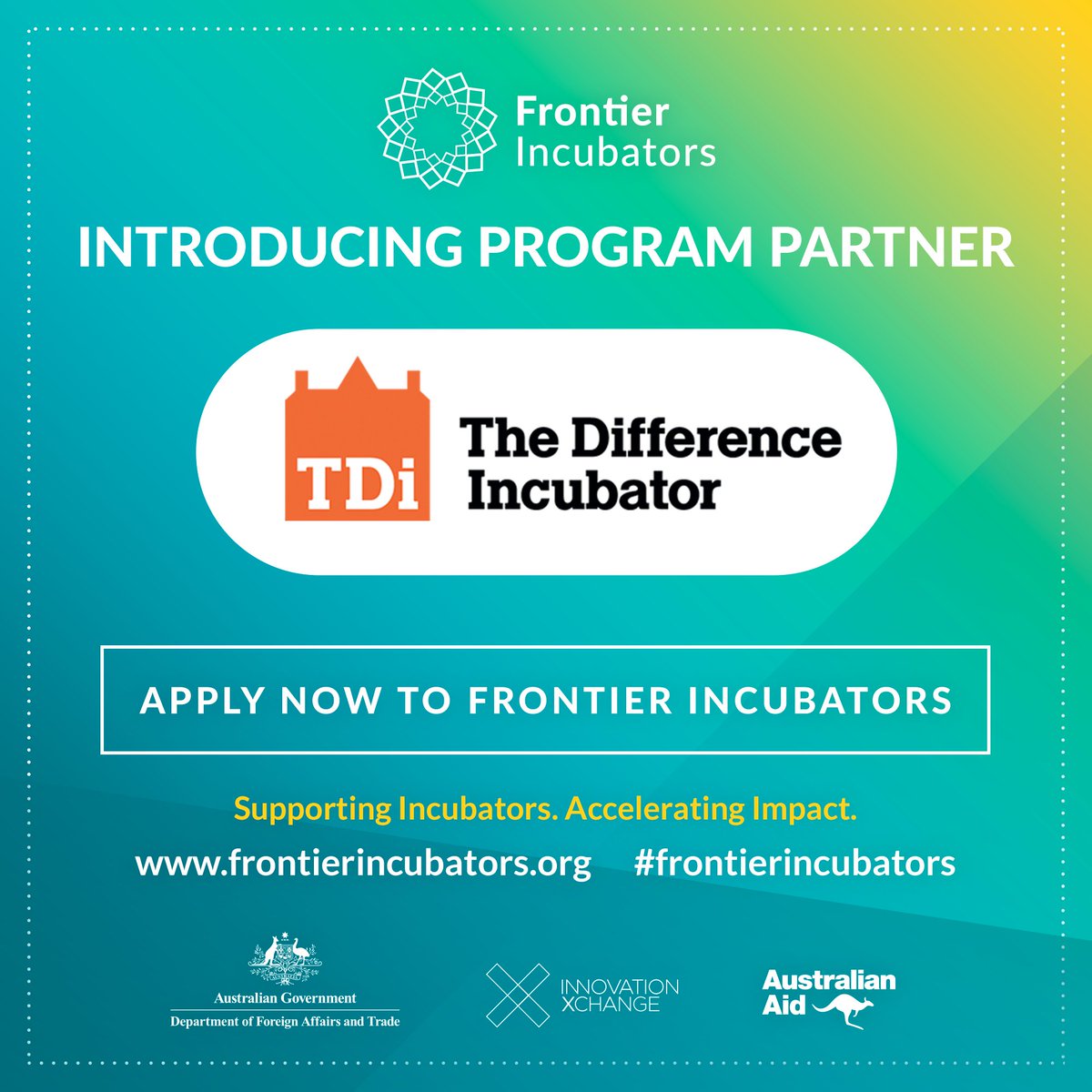 SecondMuse (@secondmuse) on Twitter photo We are thrilled to announce <a href="/difincubator/">TDi</a> <a href="/sea_worldwide/">Social Enterprise Academy International</a> <a href="/Spring_is/">Spring</a> and <a href="/unleashingideas/">Global Entrepreneurship Network</a> as program partners for @dfat_iXc 's #frontierincubators. Welcome to these global leaders in #incubation and #acceleration! We are thrilled to announce <a href="/difincubator/">TDi</a> <a href="/sea_worldwide/">Social Enterprise Academy International</a> <a href="/Spring_is/">Spring</a> and <a href="/unleashingideas/">Global Entrepreneurship Network</a> as program partners for @dfat_iXc 's #frontierincubators. Welcome to these global leaders in #incubation and #acceleration!