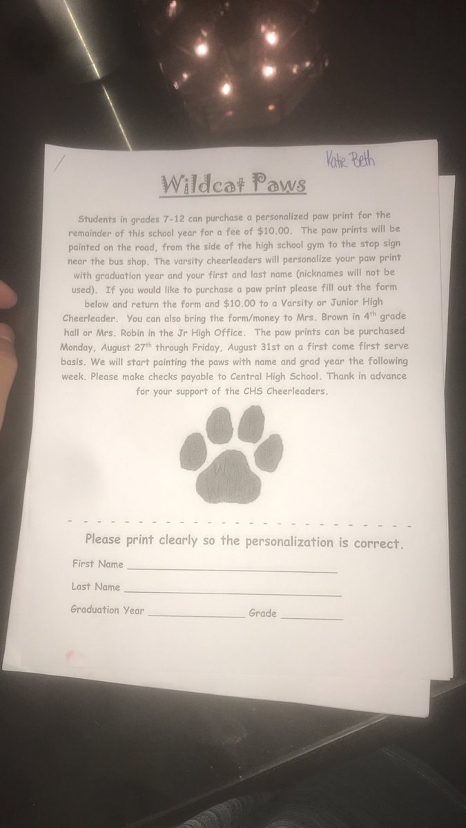 Buy your Roadway Paw Print this week only! Any student grades 7-12! You may purchase from any CHS cheerleader ‼️🐾