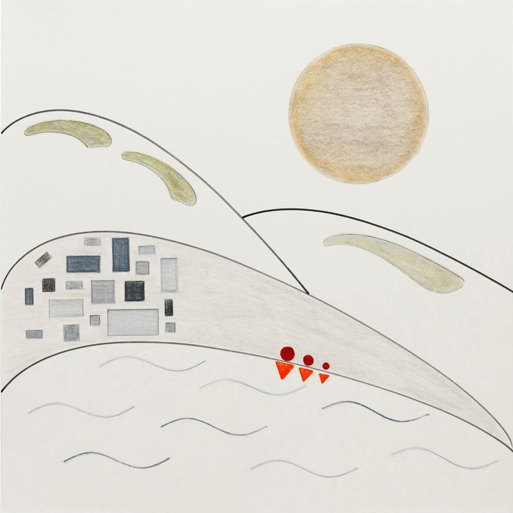 A very windy day. The grey sky has been pushed away, the villages on the opposite side are visible..
_____________________________
Lake of Zürich
30 x 30cm
02/2018
© moholinushk #moholinushk #art #artist #abstract #drawing #pencildrawing #color #shapes #circle #geometry