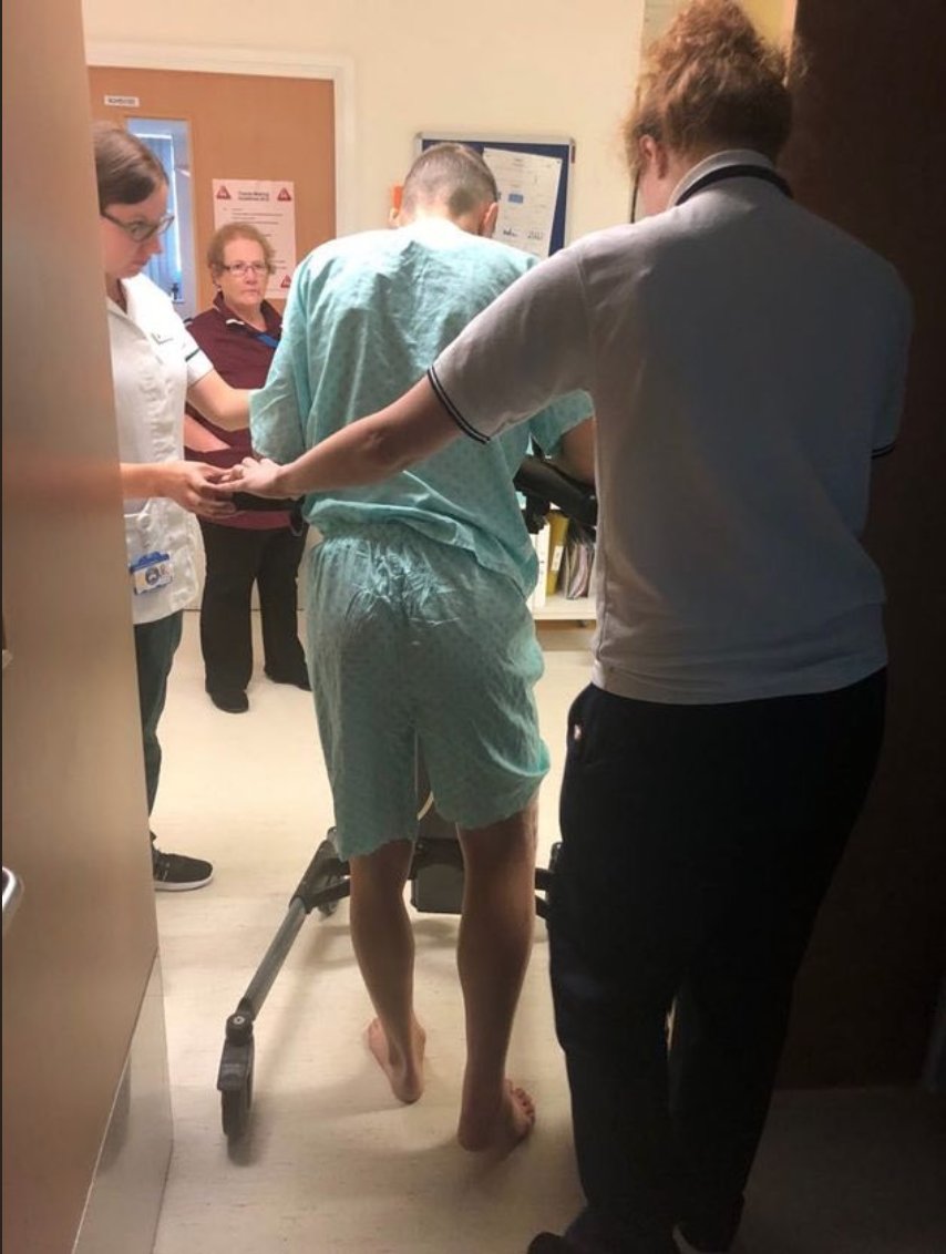 Saturday:

<a href="/TitoRabat/">Tito Rabat</a> fractures his right leg in three places. Dislocates his knee. Has surgery.

Sunday:

Tito Rabat takes his first steps. 

MotoGP riders are a different breed 😳