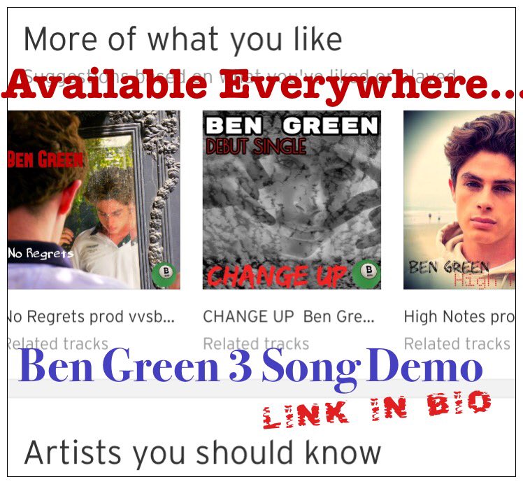 richardgreenla's tweet photo. Ben Green 3 Song Demo @bengreen717                      #R&amp;B, #New Rapper,  #Drake,  #Venice,#A Boogie wit da Hoodie,  #Post Malone,  #the weeknd
#music #genre #song #songs #instagood #beat #beats #jam #myjam #newsong #lovethissong #favoritesong #bestsong #listentothis https://t.co/wSm33asTkc