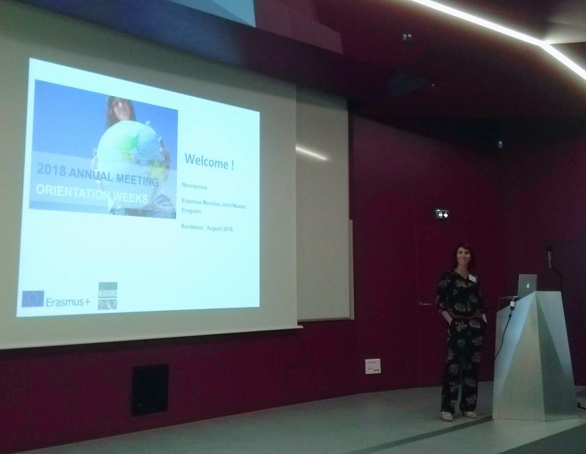 vgarc1ar's tweet photo. @agnes_nadjar giving the official introduction to @Neurasmus_ to the 8th Generation of master students in neuroscience #NeurasmusWeek2018 https://t.co/0aKdnwKjza