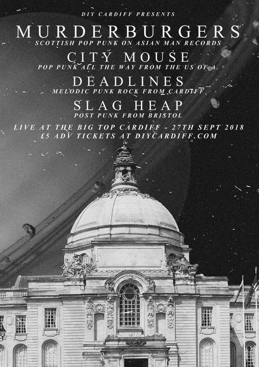 DIY Cardiff (@diycdf) on Twitter photo One month to go until this sweet gig at @TheBigTopCF with <a href="/murderburgersUK/">The Murderburgers</a> <a href="/citymousepunk/">City Mouse</a> <a href="/DeadlinesCC/">Deadlines</a> and #slagheap. Tickets available from DIYCardiff.com
RSVP: facebook.com/events/1954493… One month to go until this sweet gig at @TheBigTopCF with <a href="/murderburgersUK/">The Murderburgers</a> <a href="/citymousepunk/">City Mouse</a> <a href="/DeadlinesCC/">Deadlines</a> and #slagheap. Tickets available from DIYCardiff.com
RSVP: facebook.com/events/1954493…