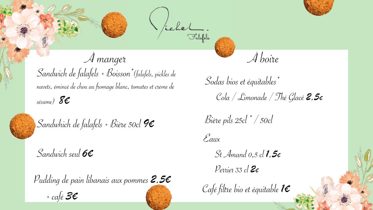 Voici notre menu pour la #braderie de Lille ! #falafels #braderiedelille
