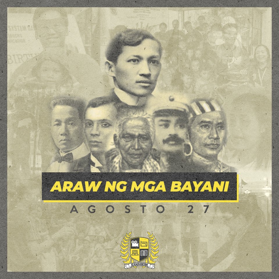 UPHSDKamaskom's tweet photo. ⚠️ Magandang Hapon, KAMASKOM! 🌟⚠️

Ngayong ika-27 ng Agosto ay ipinagdiriwang natin ang ARAW NG MGA BAYANI o ang "National Heroes Day"

Ating pasalamatan ang bayani ng ating bansa at ang ating mga bayaning pang araw-araw. https://t.co/7bGZU6nb2f