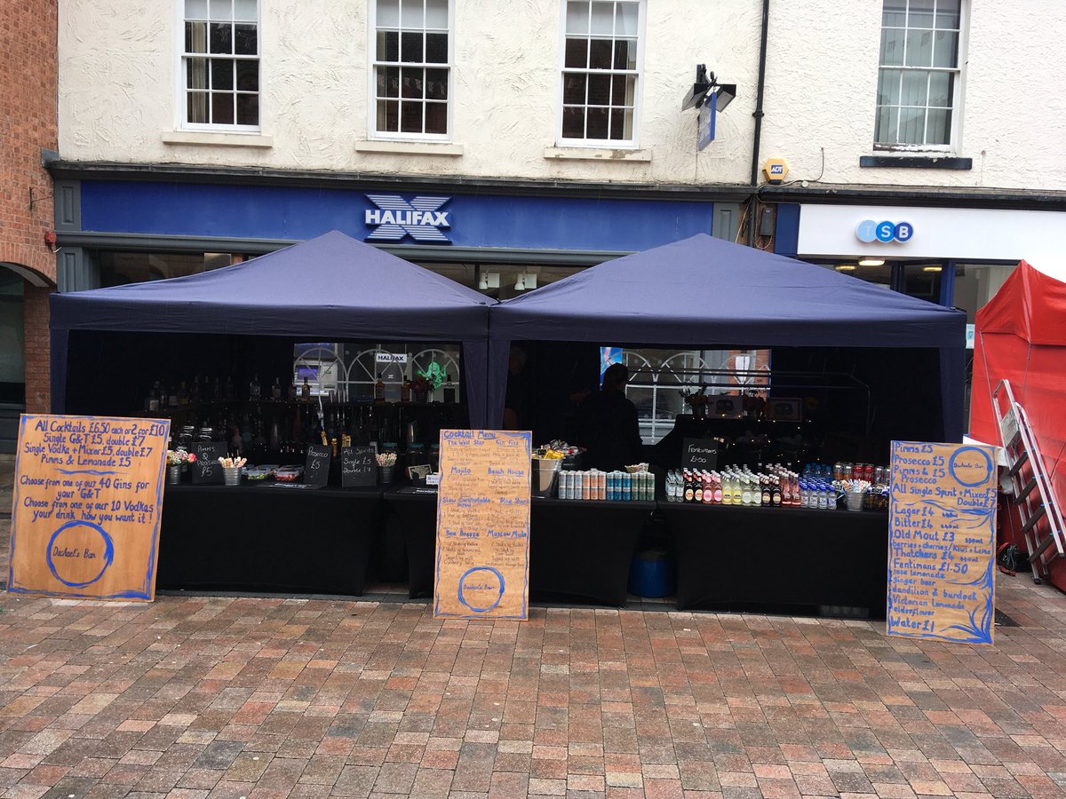 Last day of the amazing #lichfieldfoodfestival today,come and see us for some amazing cocktails, beers and ciders. We have over 40 Gins, 15 Vodkas and all manner of other drinks.