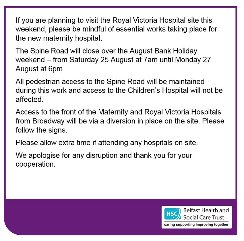 Belfast Trust on Twitter "Essential works are taking place on the