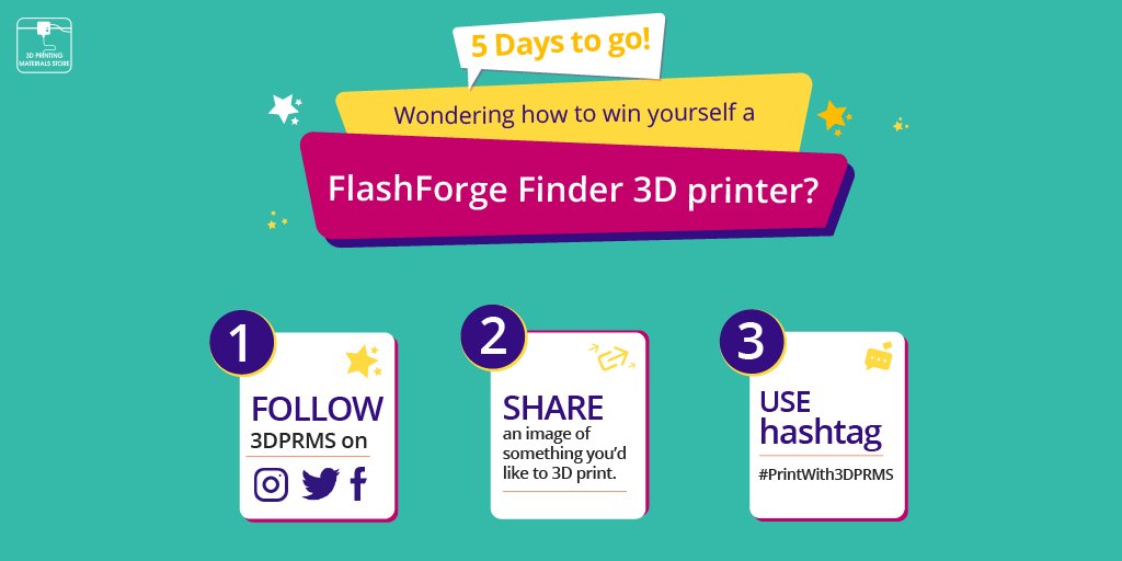 3dprms's tweet image. #ContestAlert #CountdownPost
Wondering how to enter #PrintWith3DPRMS giveaway contest &amp;amp; win a brand new FlashForge Finder 3D printer? 

Here&apos;s how you can win:
- Follow 
- Fill
- Share 
Hurry up! Let&apos;s see who&apos;s winning?!

Click to participate: bit.ly/2MQeyTk 
#3dprinter
