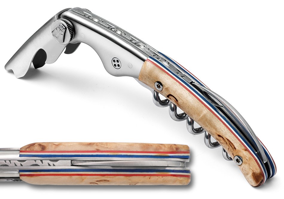 ワイン アクセサリーズ クリエイション フランス刃物の街ティエールで 100年以上も フランス産 にこだわり続けているカトラリーメーカー クロード ドゾルム 社のハンドメイド製ソムリエナイフ トリコロール フランス国旗 カラーがアクセントに