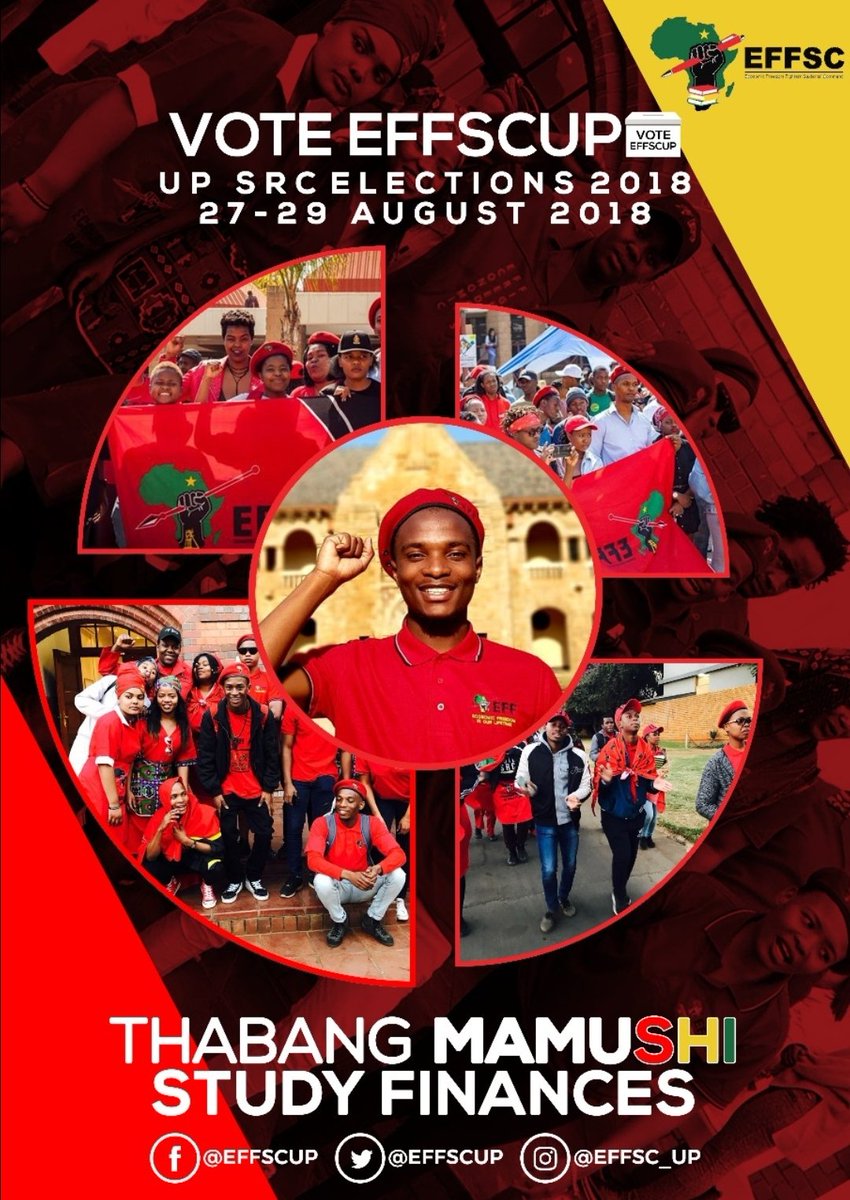 EFFYC_UP's tweet photo. Voting has opened!!! Check your Tuks Gmail account for the link. Vote all 6 #EFFSCUP with #HambaNathi ✊🏿 on the ballot.

#UPSRCElections https://t.co/oc1QgYw3q6