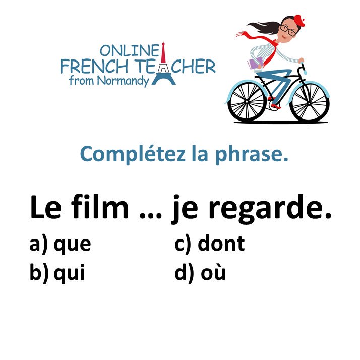 OnlineFLEtutor's tweet image. Vous maitrisez les pronoms relatifs ? 
#frenchteacher #learnfrench #classedefrançais #profdefrançais #barcelona #castelldefels #language #languagelearning 
#clasedefrances #profesordefrances
#フランス語を学ぶ #フランス語教師
#法语课 
#프랑스어교사 #프랑스어수업
#تعلم_الفرنسية