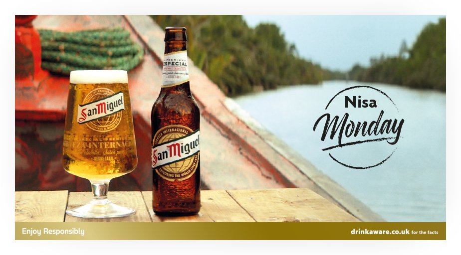 NisaLocally's tweet photo. Bank Holiday AND #NisaMonday - the perfect start to the week! 🍻  RT+FOLLOW for your chance to WIN a case of San Miguel, 2 x San Miguel pint chalice glasses AND a San Miguel ice bucket. 18+ only, please drink responsibly
T&amp;Cs:  https://t.co/R7nR5Zupsm
Closing Date: 2nd September https://t.co/gJus2w6Meu