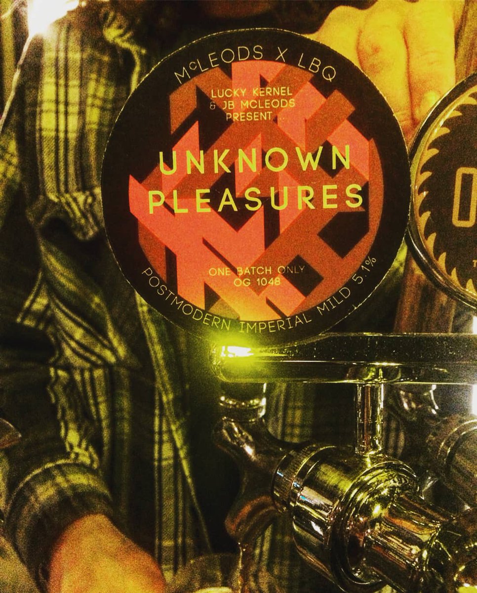 Make Monday a pleasure #collaboration
Our joint brew with <a href="/LBQWelly/">Little Beer Quarter</a> - Unknown Pleasures, a 5.1% ABV Post-modern Imperial Mild Ale - is on tap at LBQ. Brewed by the Lucky Kernel <a href="/Raise1glass/">Consumption Forecast</a> &amp; @JBmcleods it's just a beer made for drinking. Fancy that.
#bejoyful #drinkgoodbeer