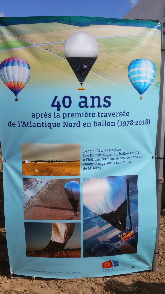 Prefet27's tweet photo. Arnaud Gillet, directeur de cabinet de @Prefet27, au 40e anniversaire de la 1ère traversée de l'Océan Atlantique Nord en ballon samedi 25/08 à #Miserey.
1978 👉 Du Maine (USA) à Miserey, 1er vol en ballon réussi et record du monde de distance (5 001,22 km en 137h et 5min de vol) https://t.co/pYNBCVuQwd