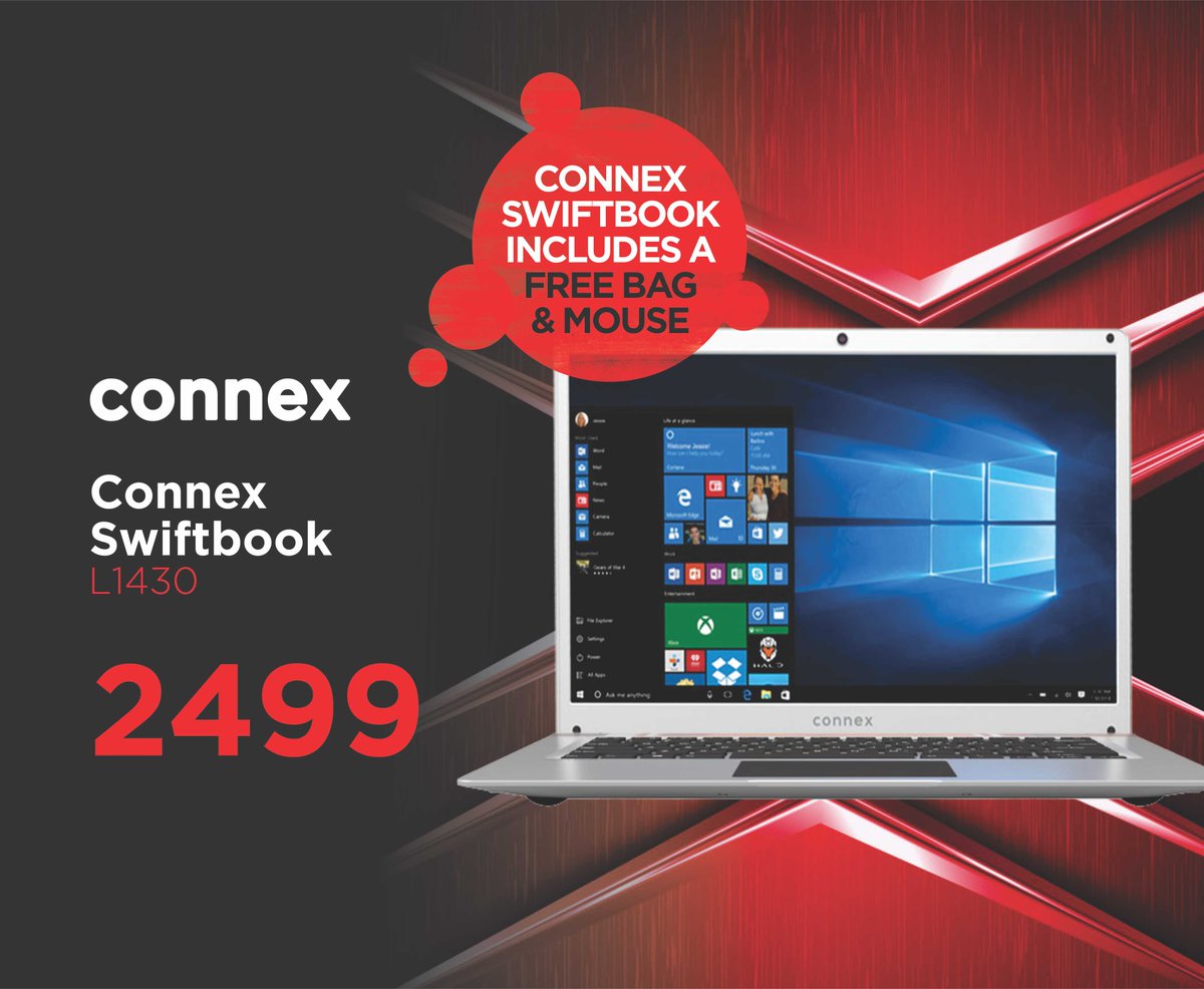 MatrixMeadow's tweet image. Whether you&apos;re always #onthego &amp;amp; need to #WorkAnywhere or you&apos;re getting your degree &amp;amp; #StudyOnTheGo, #Connex has a #notebook with the right #specifications &amp;amp; #features just for you! Save big @ #MatrixWarehouse &amp;amp; get your Connex at a #great #price!Shop Now matrixwarehouse.co.za/laptops-tablet…