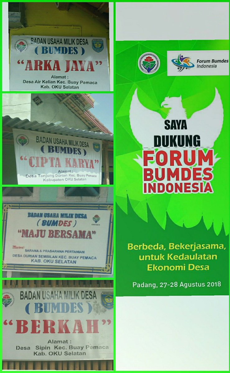 Badan Usaha Milik Desa Sipin, Durian Sembilan, Air Kelian dan Tanjung Durian dan PLD Kec.Buay Pemaca Kab. OKU Selatan mengucapkan #SuksesMunasBumdes2018 di Padang.
<a href="/jokowi/">Joko Widodo</a>
<a href="/EkoSandjojo/">Eko P. Sandjojo</a>
<a href="/anwsanusi/">Anwar Sanusi</a>
<a href="/taufikmadjid71/">IG : taufik.madjid</a> 
@fachrilabalado