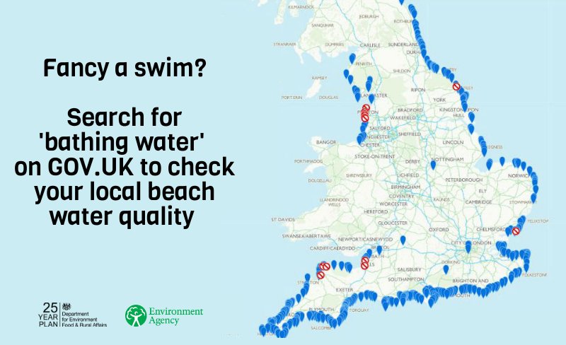 BathingWatersEA's tweet image. #Bathingwater quality can be temporarily reduced after heavy rain.  So look out for signs at the beach advising against swimming at this time or check our bathing water quality website gov.uk/quality-of-loc…