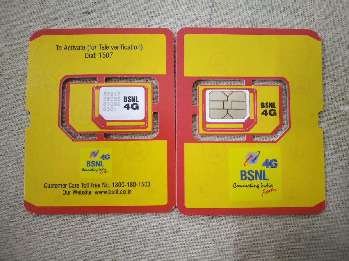 NAGELLA TRINATH on Twitter: "First Look of #BSNL 4G SIM arrived in  Telangana Circle. @CMDBSNL @BSNLCorporate @cgmbsnltt @bsnl_tt @desurnaren  @neerja_tiwari @PapaSudhakar @psinghku @ganjoo_sandeep @cpbelawadi  @SaraswatiHebbar @BSNL_ka_Bandhan ...